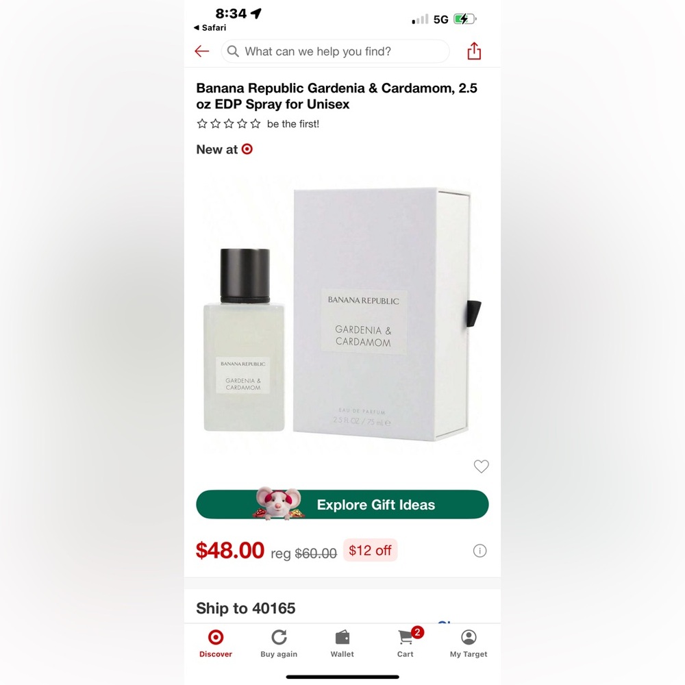 Banana Republic Gardenia & Cardamom Fragrance. New 75ml